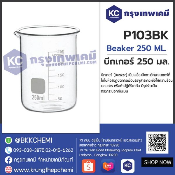 Beaker 250 ML. : บีกเกอร์ 250 มล.